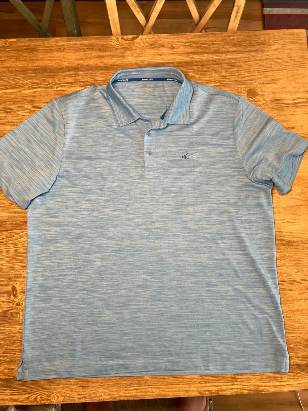 Attack Life by Greg Norman Light Blue Space-Dye Polo Mens